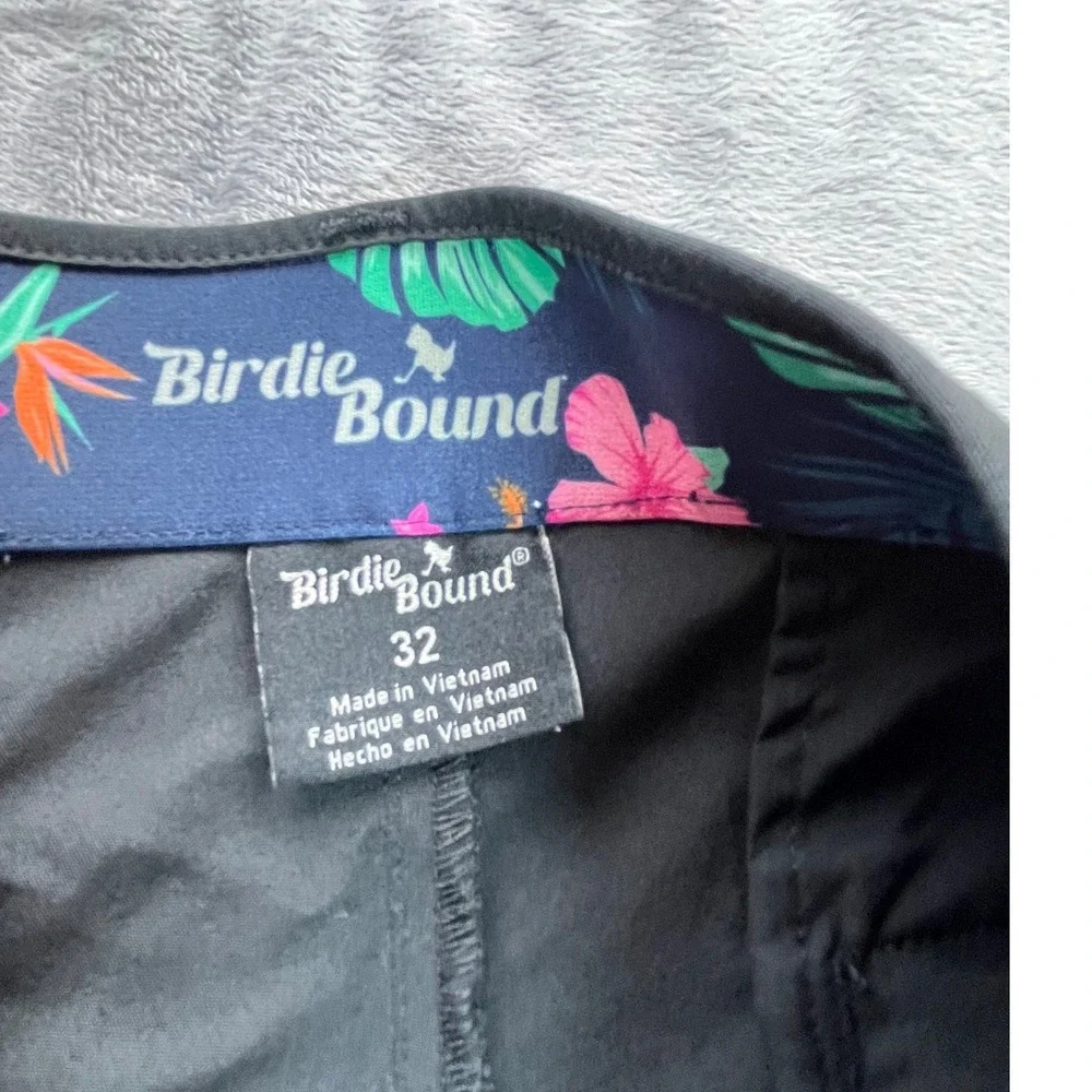 Birdie Bound Mens Performance Golf Shorts Black Sz 32 Tropical Waistband Utility